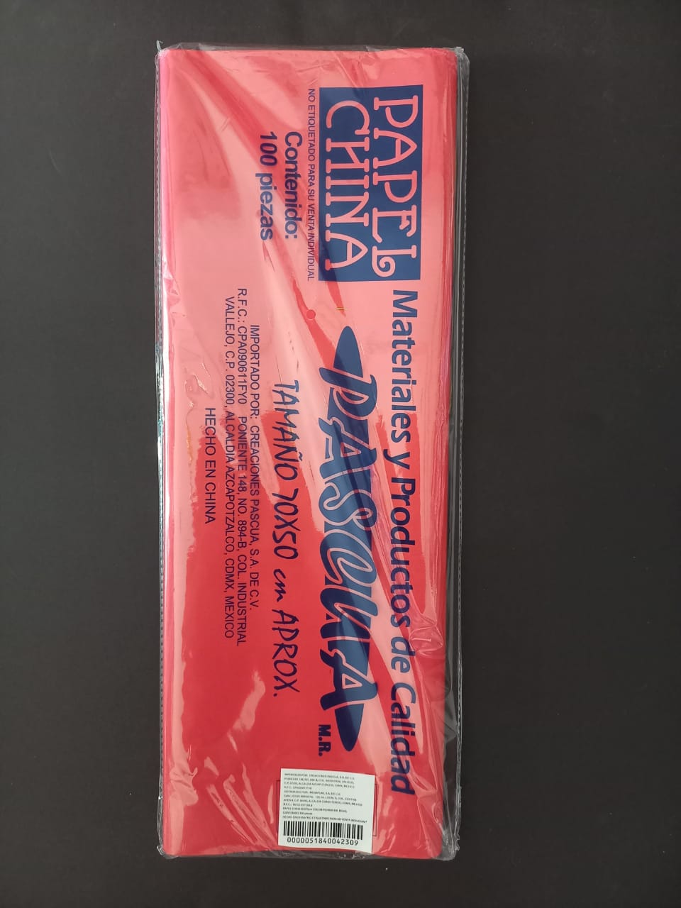 PAPEL CHINA STD ROJO