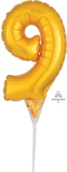 Globo mini numero 9 cakepik color oro