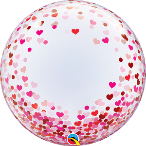 BURBUJA Confeti de Corazones Rojos y Rosas