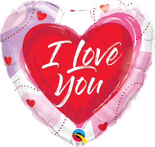 GLOBO FOIL I Love You - Corazones Cepillados