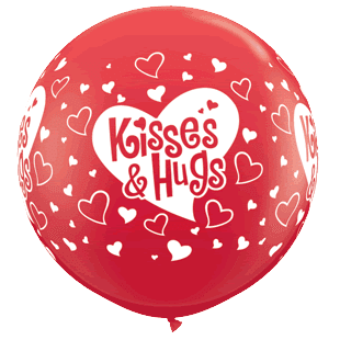 GLOBO LATEX KISSES & HUGS CORAZONES (2 PZAS)