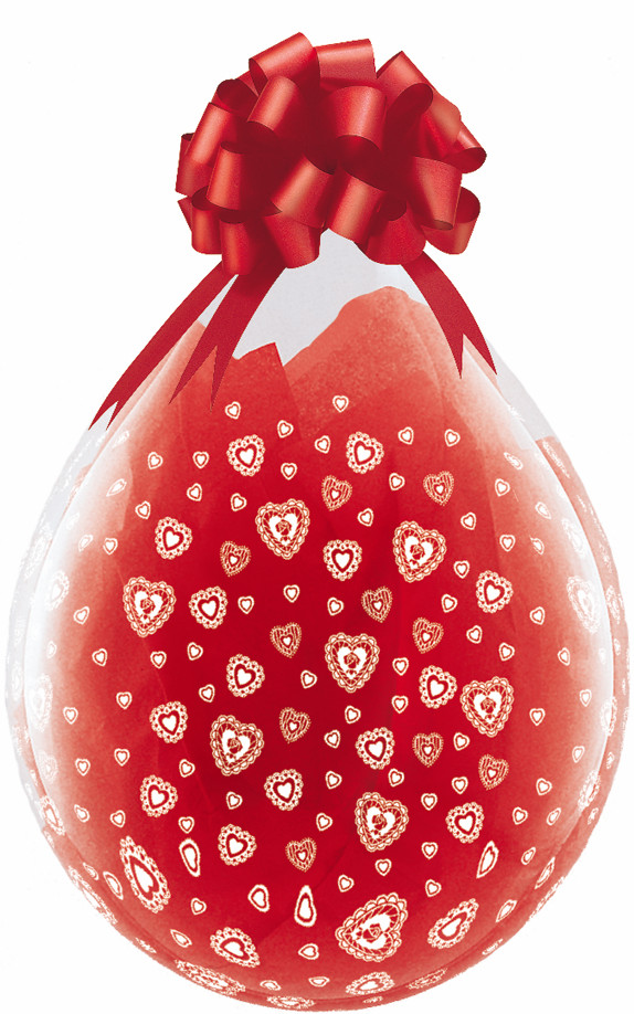 GLOBO LATEX CORAZONES DE ENCAJE ALREDEDOR (100 PZAS)