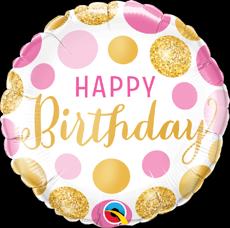 Happy Birthay Puntos Rosa Y Oro