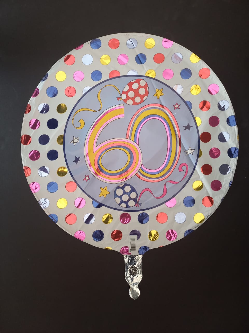 GLOBO CON NUMERO 60 Y PUNTOS MULTICOLOR