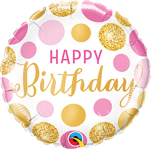 Happy Birthday Puntos Dorados Y Rosas