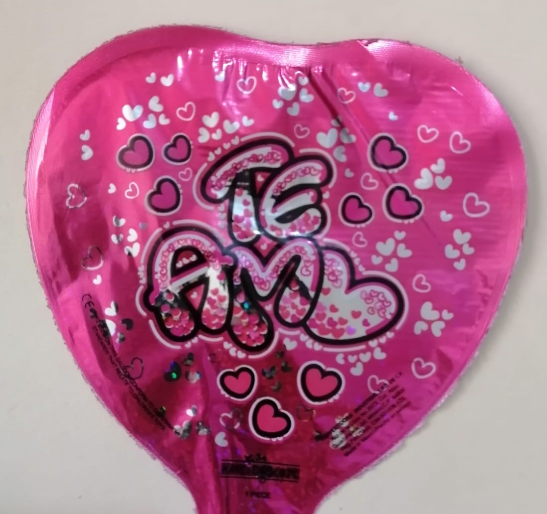 Globo en forma de corazon "te amo" holografico color fushia