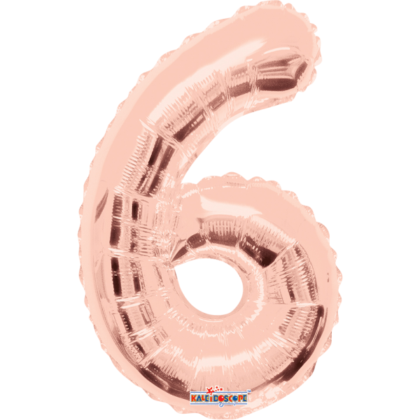 Globo de numero 6 rosa oro