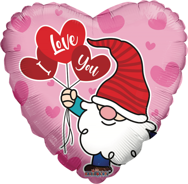 corazon gnome con globos I love you