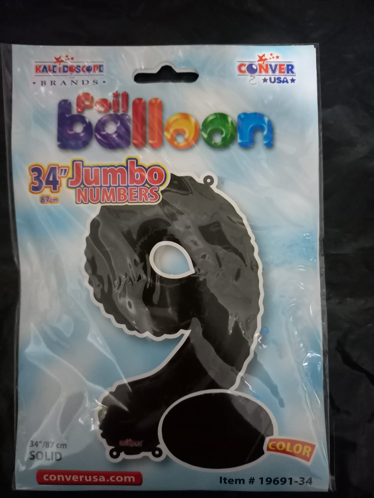 GLOBO JUMBO NUMERO NUEVE NEGRO