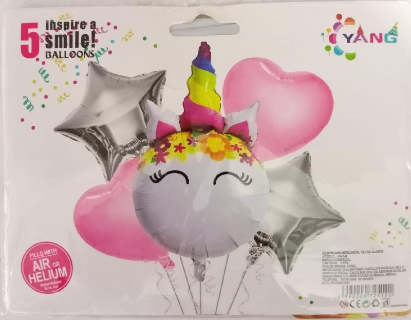 Globo Unicornio Colores 5pzas