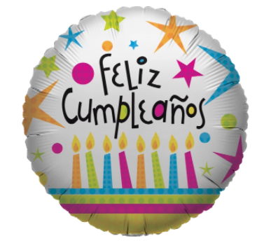 Globo Redondo velas - "Feliz Cumpleaños"