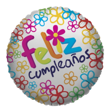 Globo Redondo DaisyBkgnd " Feliz Cumpleaños"