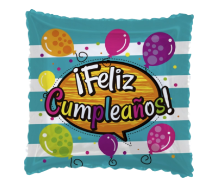 Globo Cuadrado " Feliz Cumpleaños" (globos y rayas)