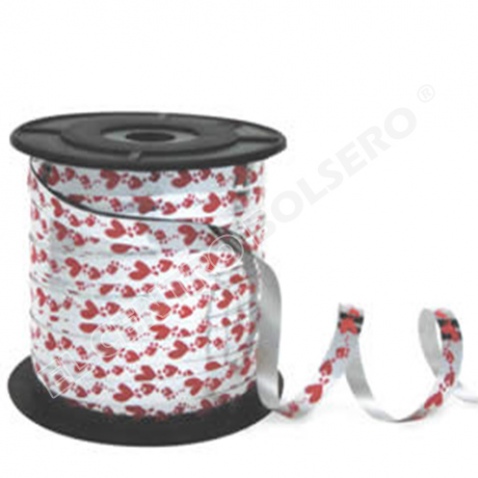 CURLING BLANCO CORAZONES ROJOS