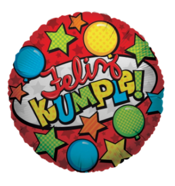 Globo redondo "Feliz Kumple (Amarillo, azul, verde)